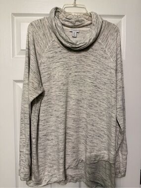 Carolina Belle Heathered Cream and Gray Cowl Neck Sweater